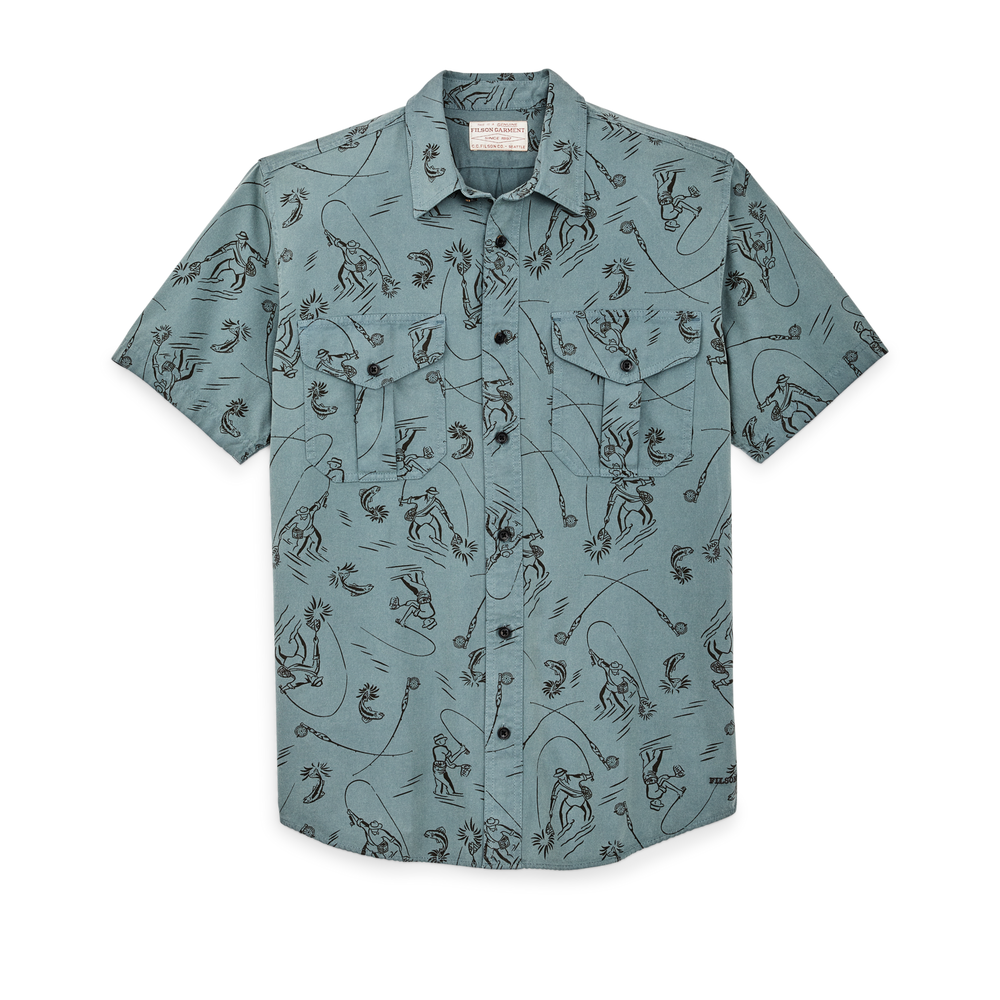 Short Sleeve Lightweight Alaskan Guide Shirt - Blue Gray / Fly Fishing