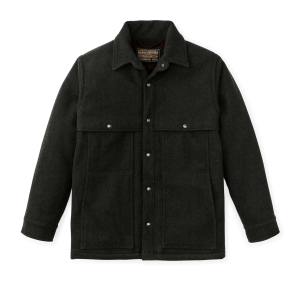 Lined Mackinaw Wool Cape Coat - Peat Black