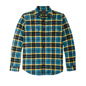 Vintage Flannel Work Shirt - Blue Ash Gold Plaid