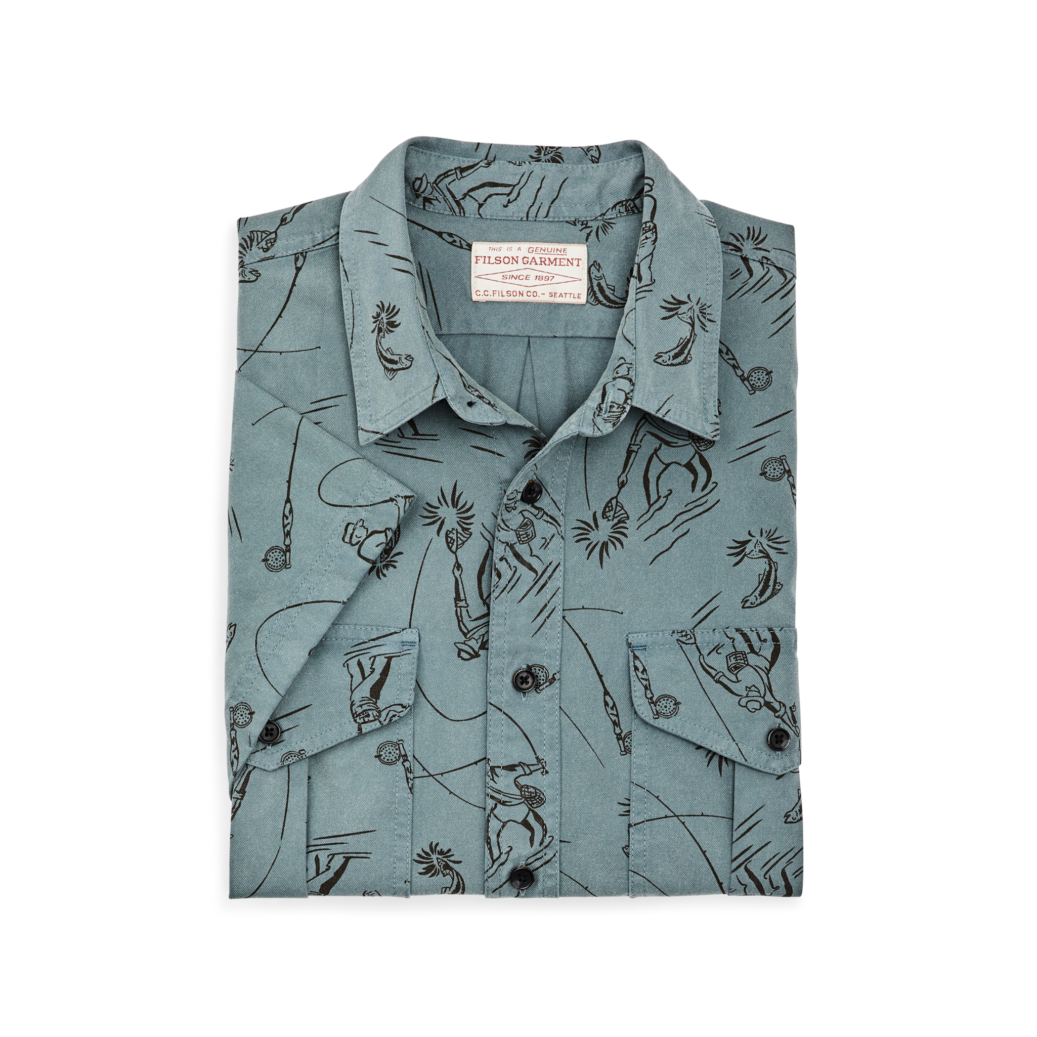 Short Sleeve Lightweight Alaskan Guide Shirt - Blue Gray / Fly Fishing - Image 3