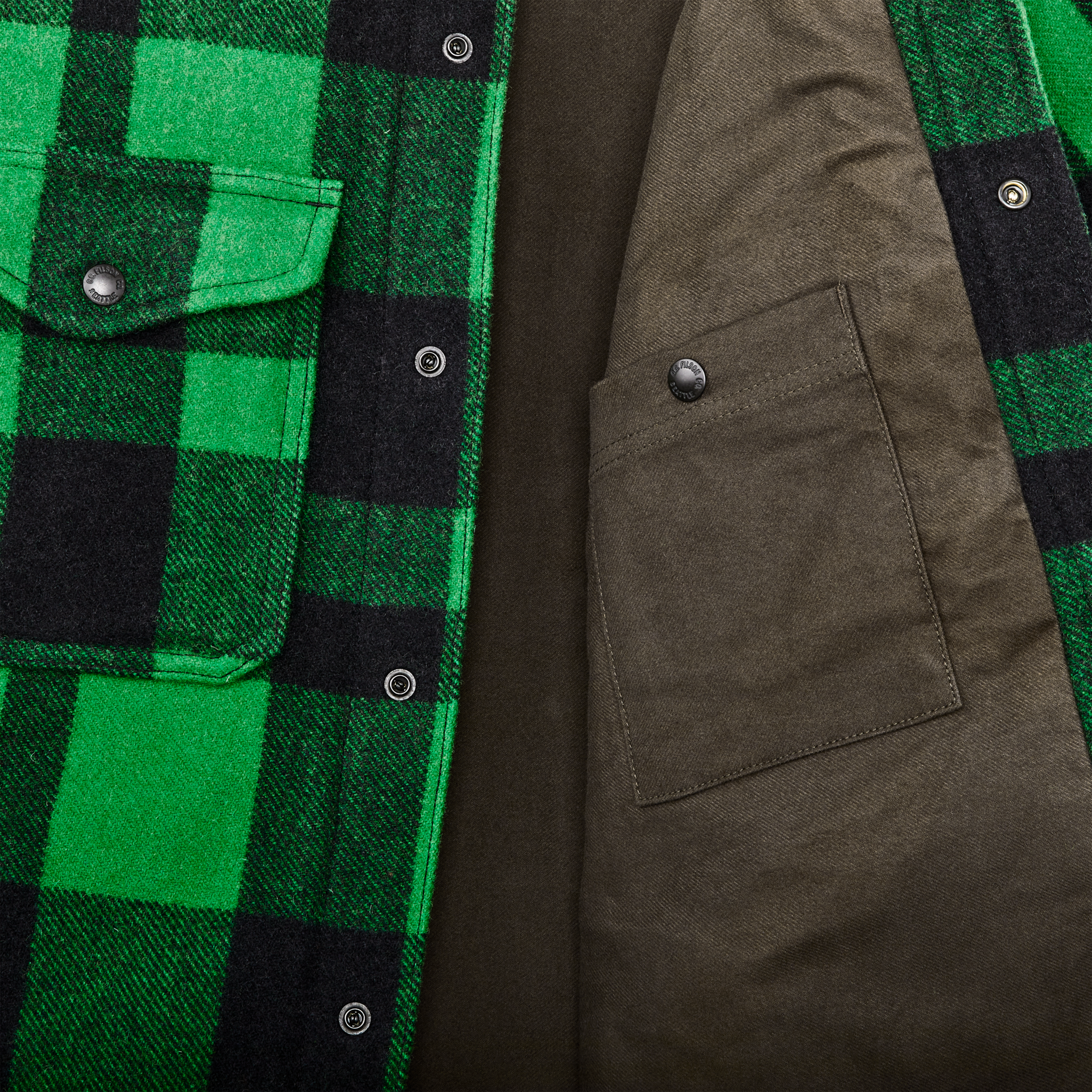 Lined Mackinaw Wool Jac Shirt - Acid Green / Black Heritage Plaid X - Image 5