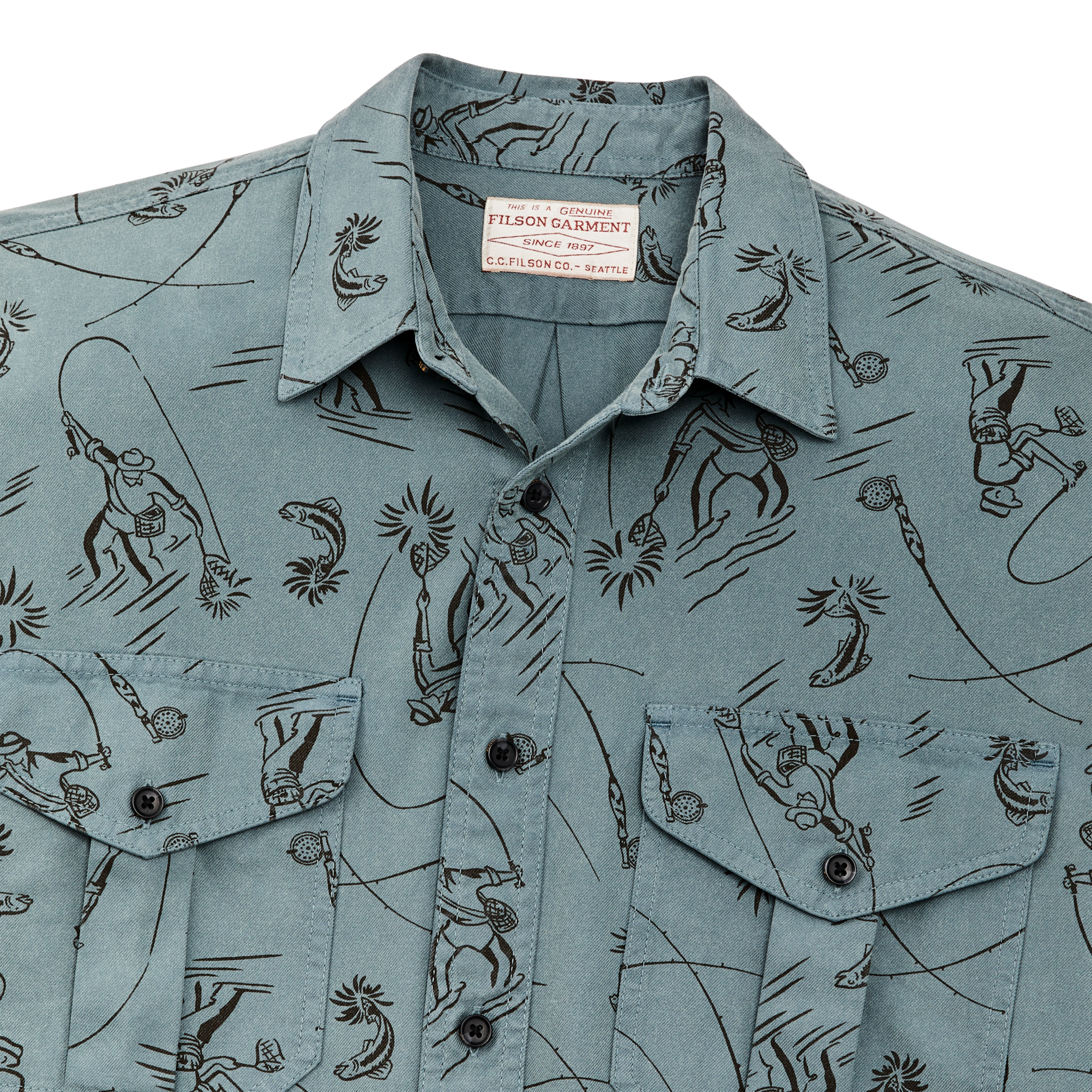 Short Sleeve Lightweight Alaskan Guide Shirt - Blue Gray / Fly Fishing - Image 4