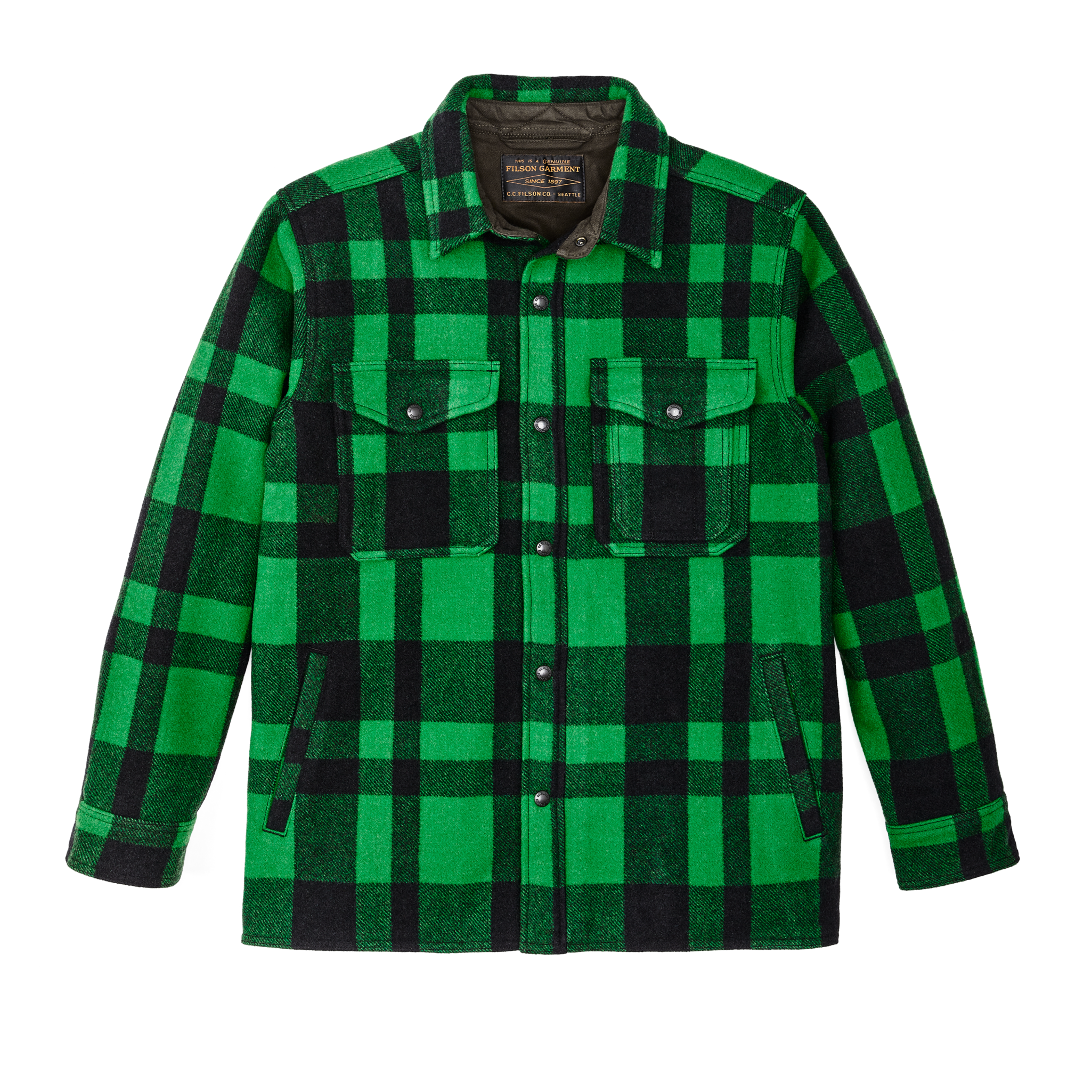 Lined Mackinaw Wool Jac Shirt - Acid Green / Black Heritage Plaid X